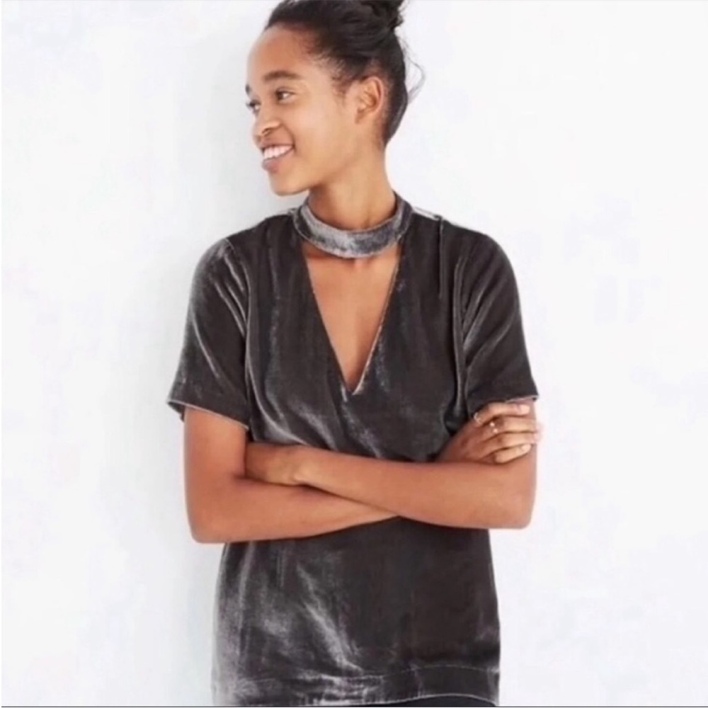 Madewell velour gray top. Size XXS. worn once!